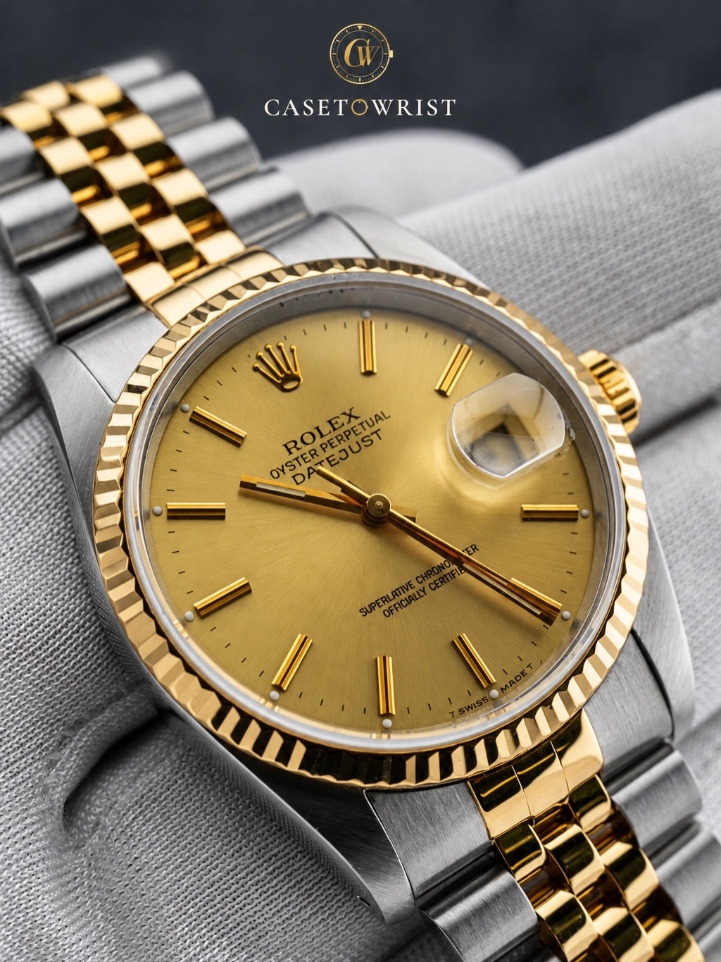 Rolex Datejust 16233 – Champagne Dial – Box & 2016 Rolex Service Papers – Refurbished