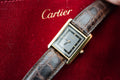 Cartier Tank Rare Grey Dial Circa 1990's with original strap and Cartier Pouch