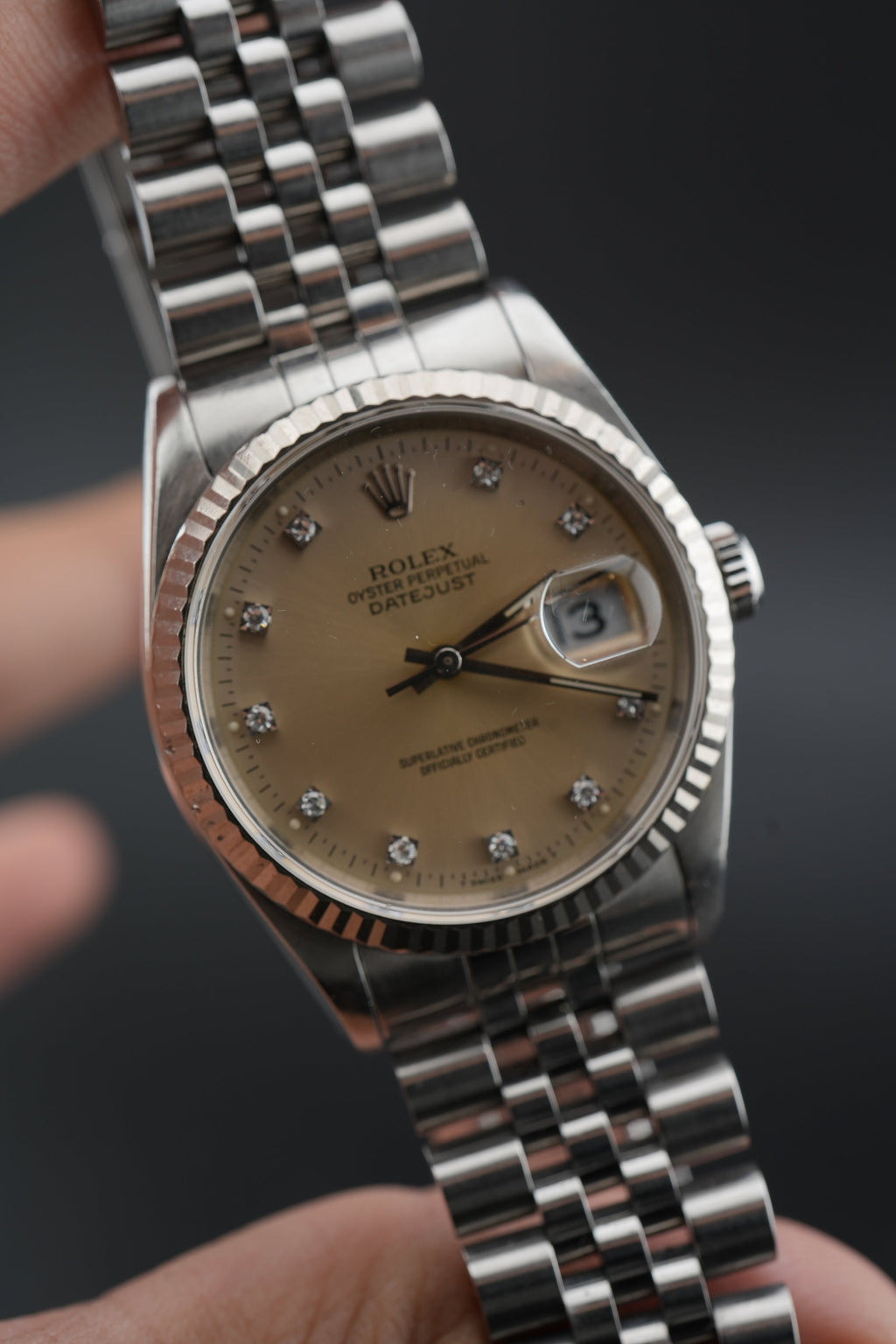 Rolex Datejust 16234 – Factory Diamond Dial – White Gold Bezel – 36mm