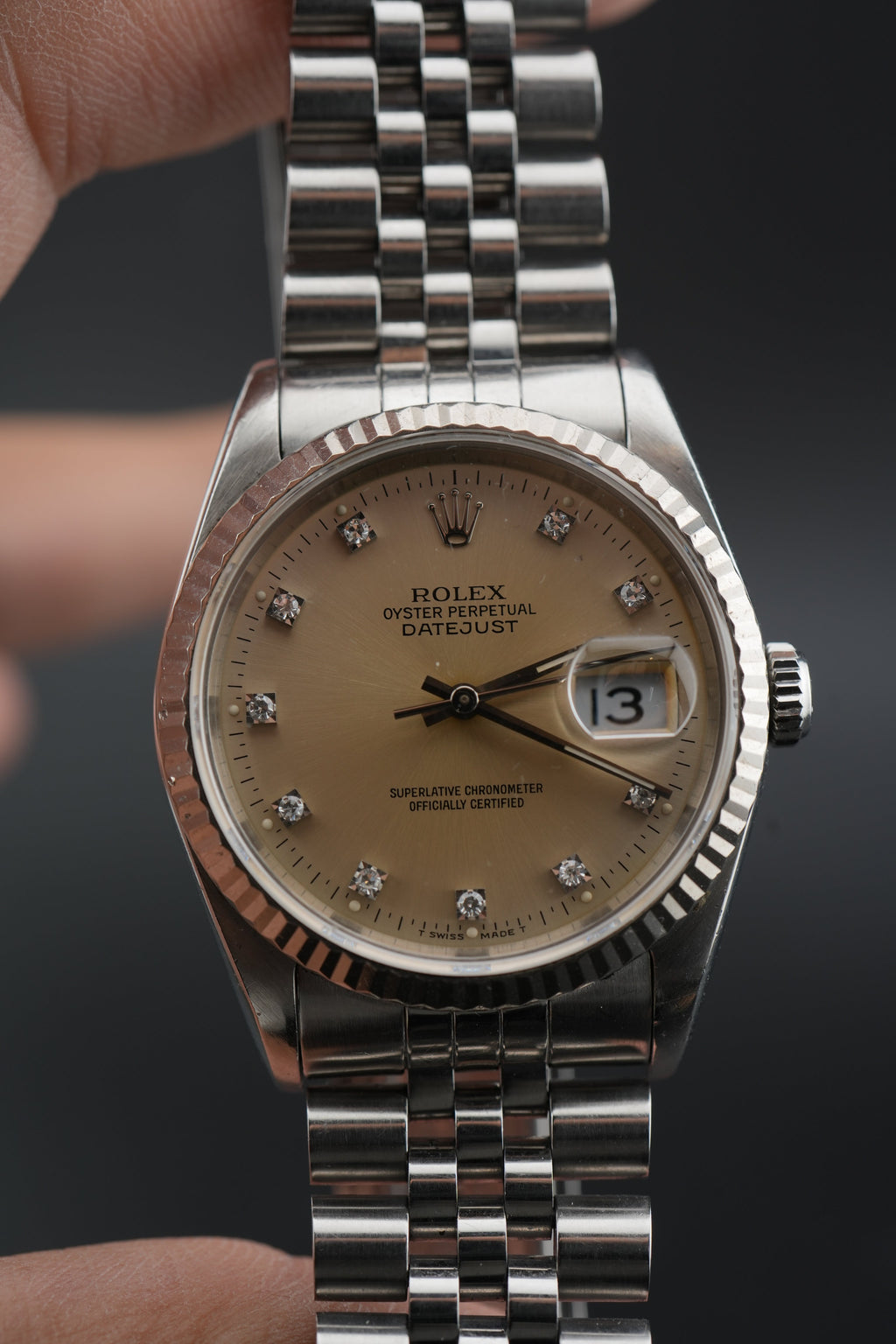 Rolex Datejust 16234 – Factory Diamond Dial – White Gold Bezel – 36mm